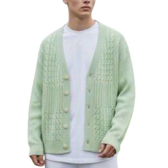 Zara Other - NWT ZARA Woven Cable Knit Sweater Cardigan in Blue/Green - Size L